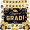 Graduation Decorations 2026 Set - Gold Themed Congrats Grad Banner, Backdrop, Hanging Swirls, Balloons - Complete Party Supplies for High School, College Graduation Decorations
